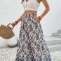 Blue Boho Pattern Print High Waist Wide Leg Loose Pants