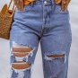 Sky Blue Heavy Destroyed Big Hole Boyfriend Jeans