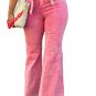 Pink Flare Leg High Waist Front Knot Casual Jeans