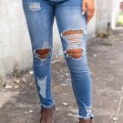 Sky Blue High Waist Distressed Skinny Jeans