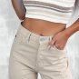 Khaki High Waist Ripped Wide-Leg Jeans