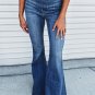 Blue Elastic High Waist Flare Jeans