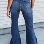 Blue Elastic High Waist Flare Jeans
