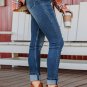Blue Distressed Button Fly High Waist Skinny Jeans