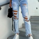 Sky Blue Acid Wash Distressed Slim Fit Jeans