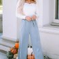 Sky Blue High Waist Pocketed Wide Leg Tencel Jeans