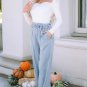 Sky Blue High Waist Pocketed Wide Leg Tencel Jeans