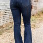 Dark Washed Distressed Flare Bottom Jeans