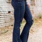 Dark Washed Distressed Flare Bottom Jeans