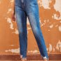 Blue Raw Hem Ankle-length Skinny Jeans