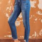 Blue Raw Hem Ankle-length Skinny Jeans
