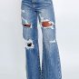 Ashleigh Blue Acid Wash Distressed Wide Leg High Waist Jeans