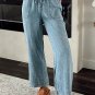 Myosotis Mineral Wash Drawstring Waist Loose Straight Denim Pants