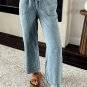 Myosotis Mineral Wash Drawstring Waist Loose Straight Denim Pants