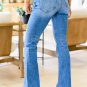 Sky Blue Slight Distressed Medium Wash Flare Jeans