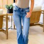 Sky Blue Slight Distressed Medium Wash Flare Jeans
