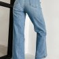 Dusk Blue Multi Buttons Medium Wash Straight Loose Leg Jeans
