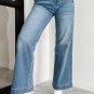 Dusk Blue Multi Buttons Medium Wash Straight Loose Leg Jeans