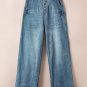 Dusk Blue Multi Buttons Medium Wash Straight Loose Leg Jeans