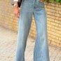 Dusk Blue Acid Wash Extra Wide Leg High Waist Long Jeans