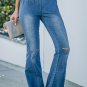 Sky Blue Distressed Bell Bottom Denim Pants