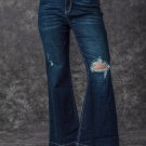 Real Teal High Rise Ripped Bell Bottom Jeans