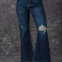 Real Teal High Rise Ripped Bell Bottom Jeans