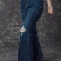 Real Teal High Rise Ripped Bell Bottom Jeans