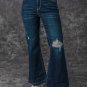 Real Teal High Rise Ripped Bell Bottom Jeans
