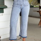 Beau Blue Acid Wash Contrast Edge Pocketed Cropped Jeans