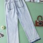 Beau Blue Acid Wash Contrast Edge Pocketed Cropped Jeans