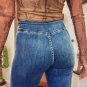Sail Blue High Waist Button Fly Seamed Raw Hem Flare Jeans