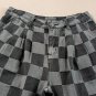 Dark Grey Checkered Denim Wide Leg Jeans