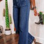 Sail Blue Wide Leg Pocketed High Waist Jeans