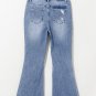 Dusk Blue High Rise Ripped Distressed Hem Flared Jeans