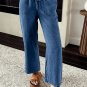 Sail Blue Mineral Wash Drawstring Waist Loose Straight Denim Pants