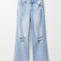 Beau Blue Vintage Light Wash Distressed Flare Jeans