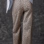 Khaki Leopard Printed Drawstring Waist Pocketed Wide Leg Jeans