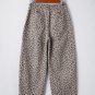 Khaki Leopard Printed Drawstring Waist Pocketed Wide Leg Jeans