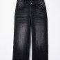 Carbon Grey Mineral Wash Raw Hem High Waist Flared Jeans