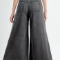 Carbon Grey Mineral Wash Button Fly Waist Wide Leg Jeans