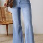 Ashleigh Blue Acid Wash Raw Hem High Waist Flared Jeans