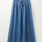 Dusk Blue Mineral Wash Button Fly Waist Wide Leg Jeans