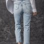 Sky Blue Light Wash Frayed Slim Fit High Waist Jeans