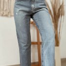 Beau Blue Slightly Distressed Ankle-length Straight Jeans