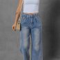 Ashleigh Blue Washed Pleated Detail Wide Leg Jeans