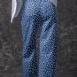 Blue Leopard Printed Drawstring Waist Pocketed Wide Leg Jeans