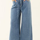 Dusk Blue Medium Wash Super Wide Leg Denim Pants