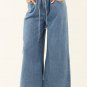 Dusk Blue Medium Wash Super Wide Leg Denim Pants