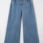 Dusk Blue Medium Wash Super Wide Leg Denim Pants
